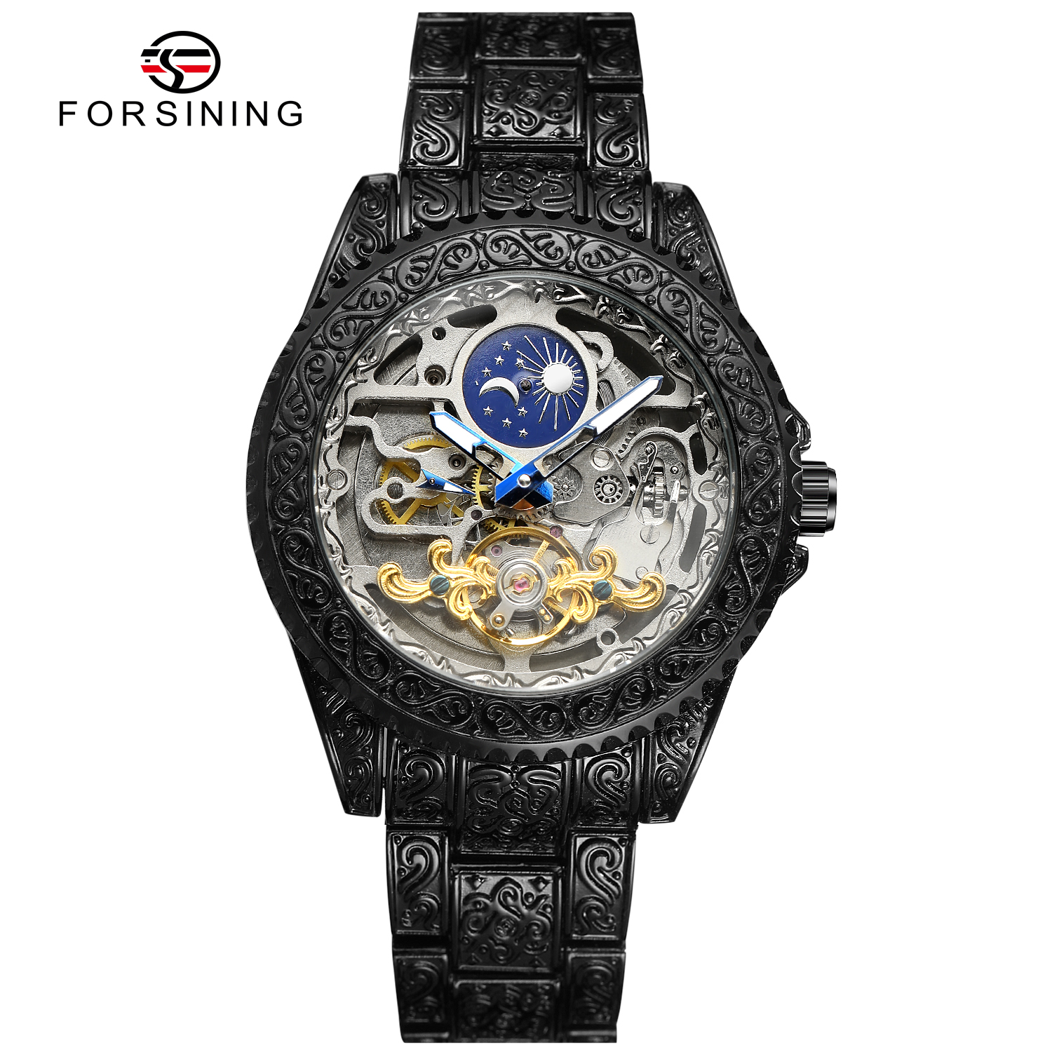 Forsining Factory Hot Sale Mens montre pour homme golden custom watch Retro Automatic mechanical watches for Wristwatches man