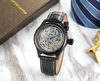 Fashion Casual reloj hombre FORSINING Custom Leather Skeleton Mens Wrist Sports Mechanical Watches Automatic