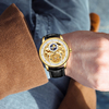 China Wholesale brand T-WINNER Water Resistant Watch Men Genuine Leather OEM skeleton Wrist Watch Luxury