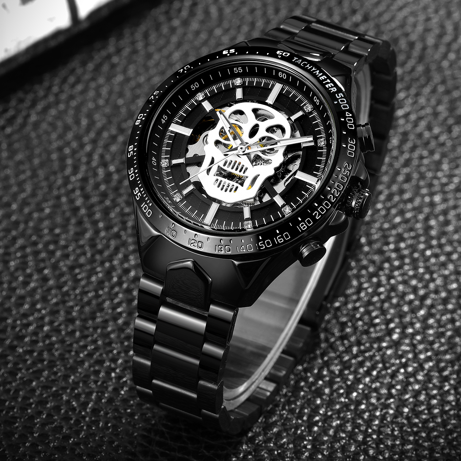 Relogio Masculino Wholesale Price FORSINING Halloween Ghost Skull Hollow Out Skeleton Automatic Luxury Mechanical Watch Men