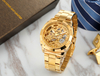 FORSINING Gold Watch Men Luxury Skeleton Automatic Stainless Steel Wristwatch