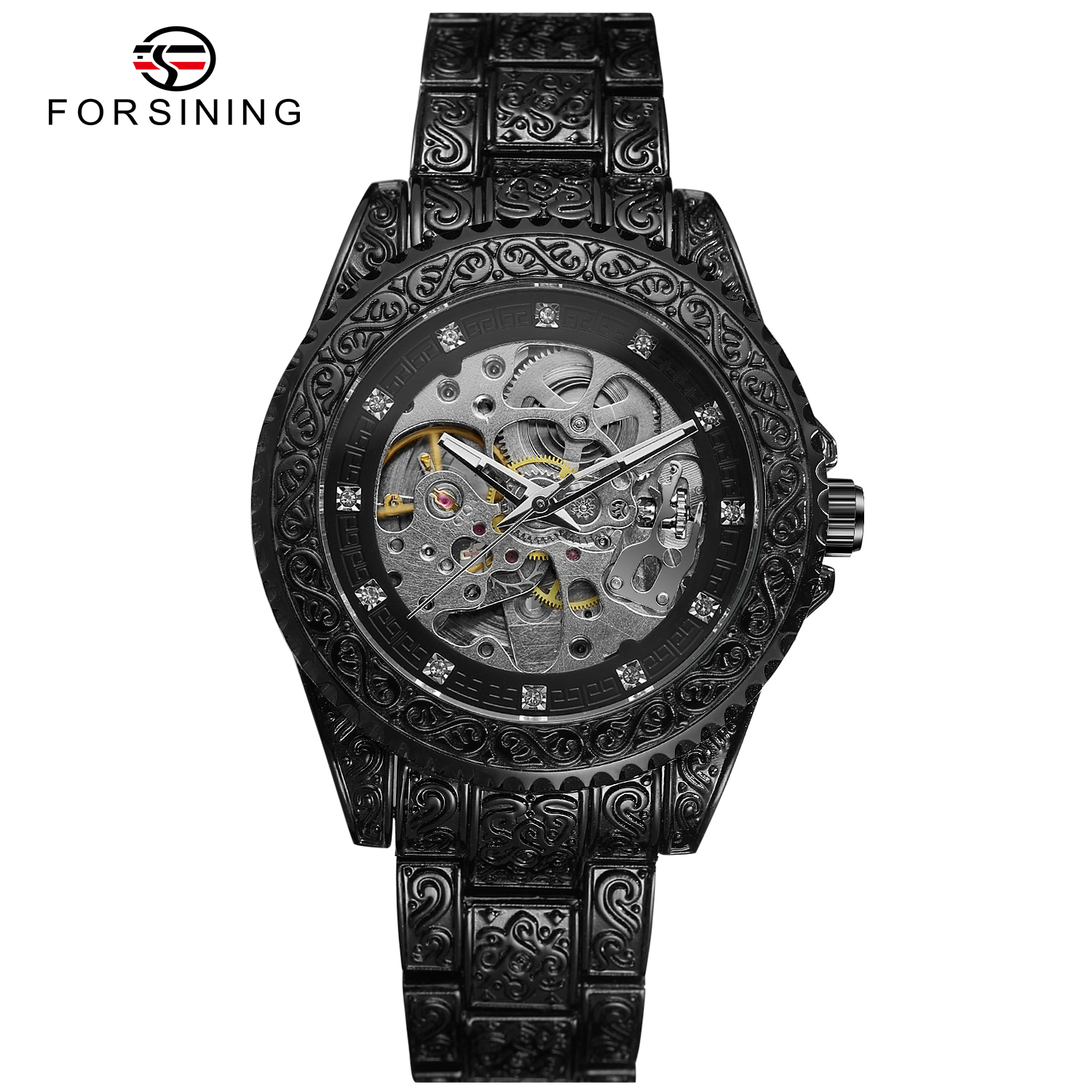 relojes chinos baratos forsining watch transparent alloy mechanical skeleton domed automatic watch for diamond watches men