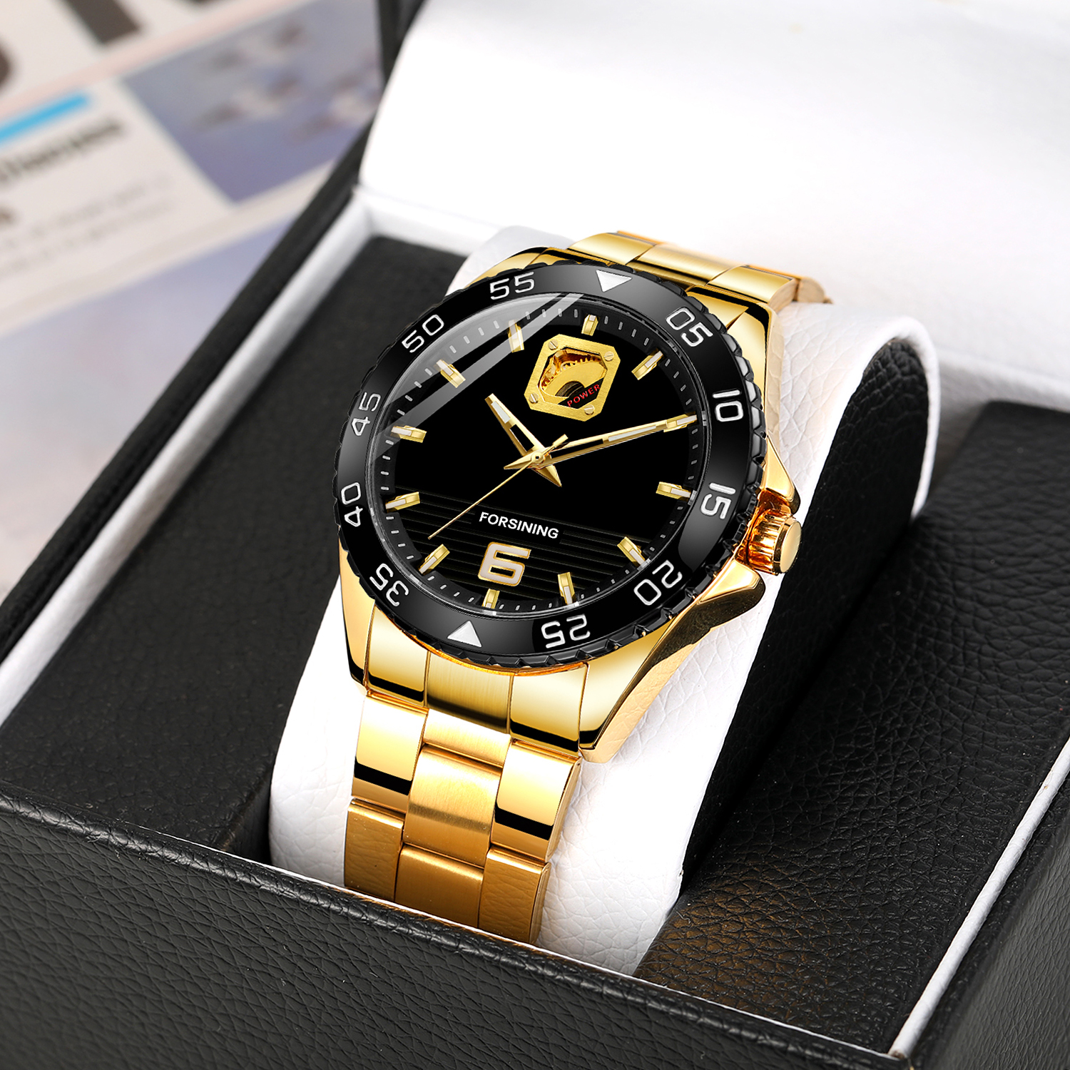 Custom Chain FORSINING Gold Case Fashion Luxury Men Water Resistant Mechanical Montrepourhomme Automatic Skeleton Watch For Men